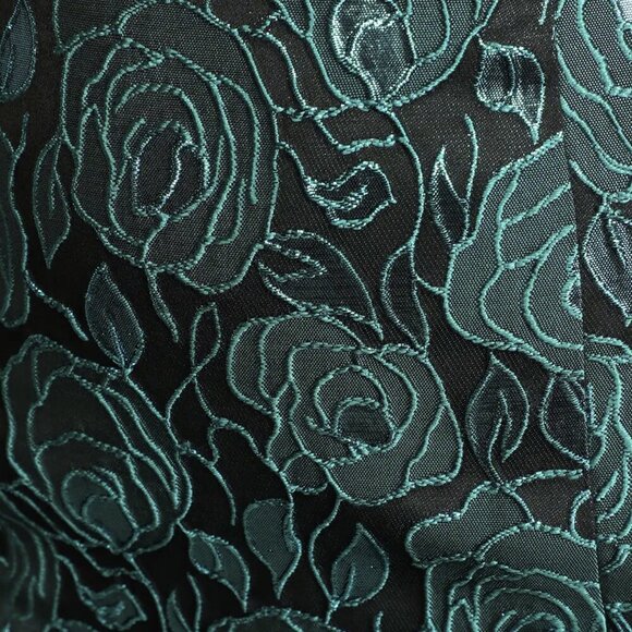 NWT Lulus Extravagant Party Shiny Teal Floral Jacquard Bodycon Dress - Picture 5 of 8